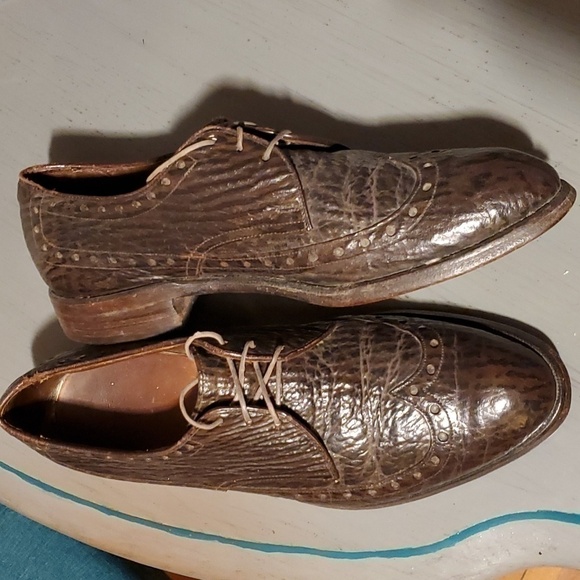 Allen Edmonds- Mens Saratoga Sharkskin Oxford Vintage Embossed RARE Sz.8.5 main image 12